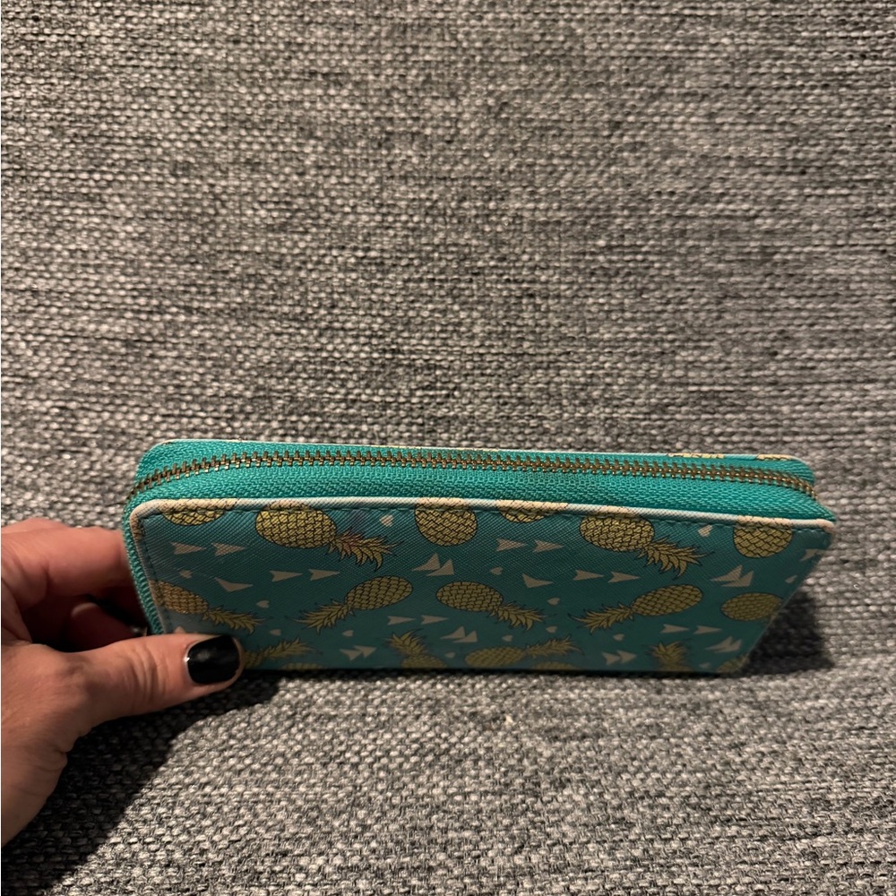 Pineapple Patterned Teal Women's Wallet - Picture 5 of 5